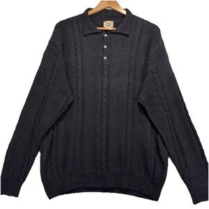 VTG  BASCO All American Sportswear Silk  Hand-knit  Long sleeve Polo Shirt Large